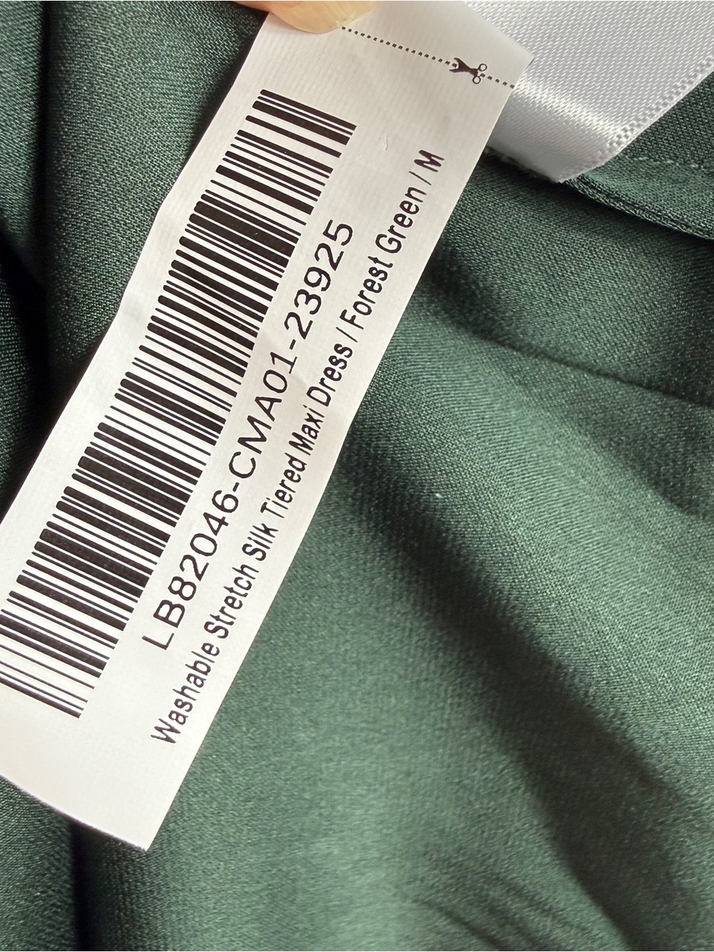 Quince Washable Silk Tiered Maxi Dress Dark Forest Green Size M V Neck Pockets - Picture 11 of 14